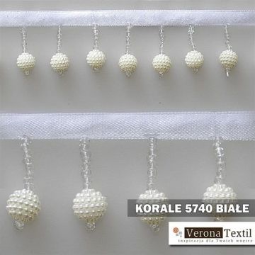Tasiemka z koralikami 5740 biała