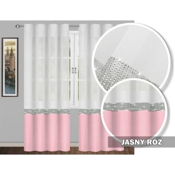 Firana GLAMOUR jasny róż taśma