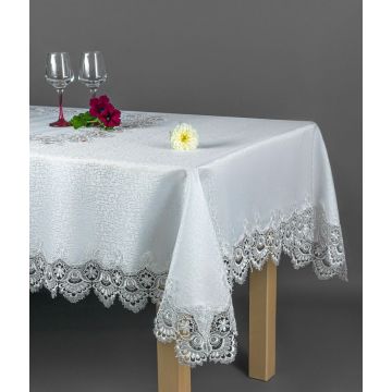 Obrus plamoodporny z gipiurą kremowy 140x350 symbol 088
