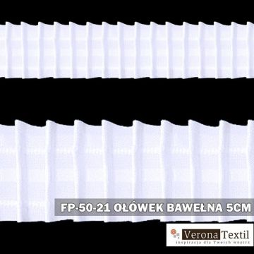 Taśma marszcząca 5 cm ołówek bawełna 1:2 50 m