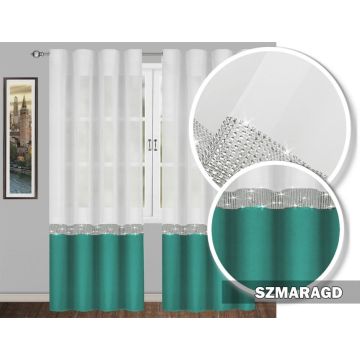 Firana GLAMOUR szmaragd taśma