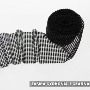 Tasiemka z cyrkoniami 1 rolka czarna