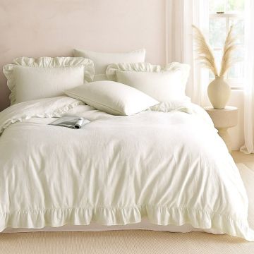 Pościel bawełniana z falbanką 160x200 Stonewashed Exclusive