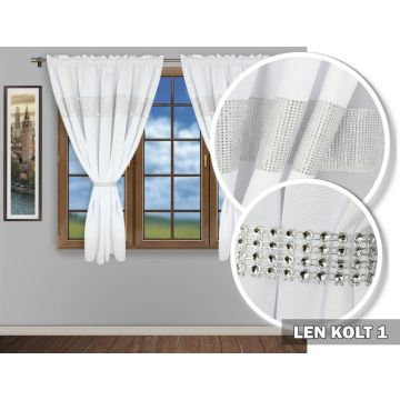 Zasłona na taśmie LEN KOLT 160x145 biała