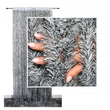 MAKARON PIÓRKA STRZĘPIONE 300x250 SREBRNA NIĆ CZARNO-BIAŁA