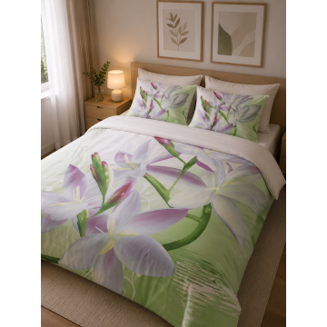 Pościel Satyna Bawełniana 3D - Kwiat Lilii - 160x200