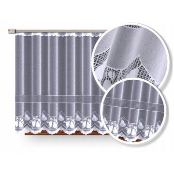 FIRANKA ŻAKARDOWA 638068 150 FIRANA BIAŁA ZE WZOREM PASOWYM – na metry (cena za 1 mb)