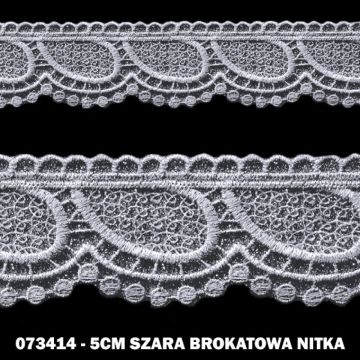 Gipiura 073414 5 cm szara brokatowa nitka