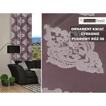 Materiał  ornament kwiat pudrowy róż 06 – na metry (cena za 1 mb)