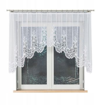 FIRANKA ŻAKARDOWA 4304 120X300 FIRANA BIAŁA ODPASOWANA ŁUK BERENIKA – na metry (cena za 1 mb)