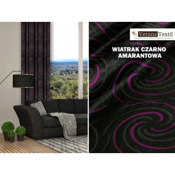 Materiał wiatrak czarno-amarantowy – na metry (cena za 1 mb)