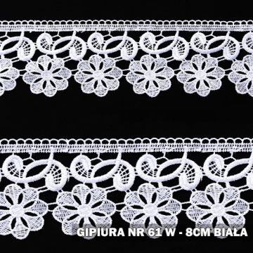 Gipiura numer 61W 8 cm biała