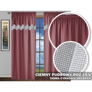 Zasłony 160x145 SR na taśmie cyrkonie 19V ciemny pudrowy róż